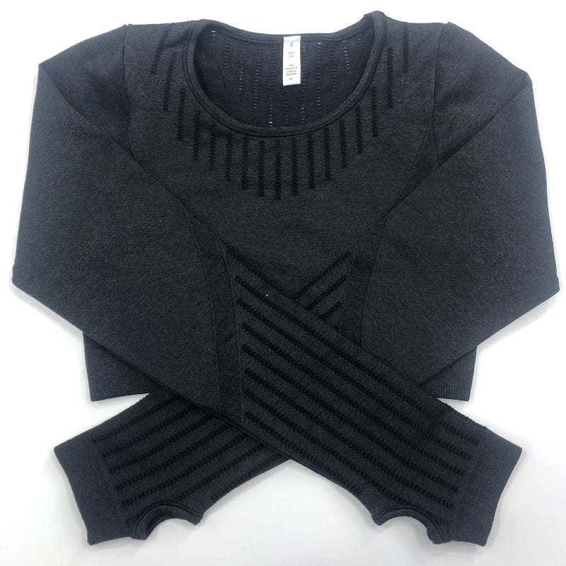 Women Workout Clothes Gym Wear Tracksuits Yoga Jogging Track Outfit Legging Long Sleeves Shirts Suits