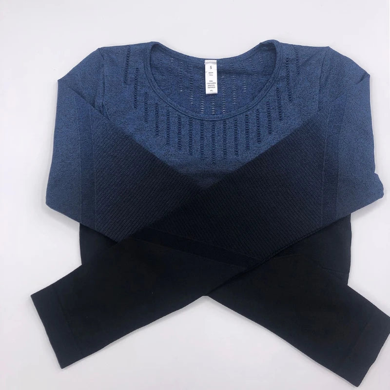 Women Workout Clothes Gym Wear Tracksuits Yoga Jogging Track Outfit Legging Long Sleeves Shirts Suits