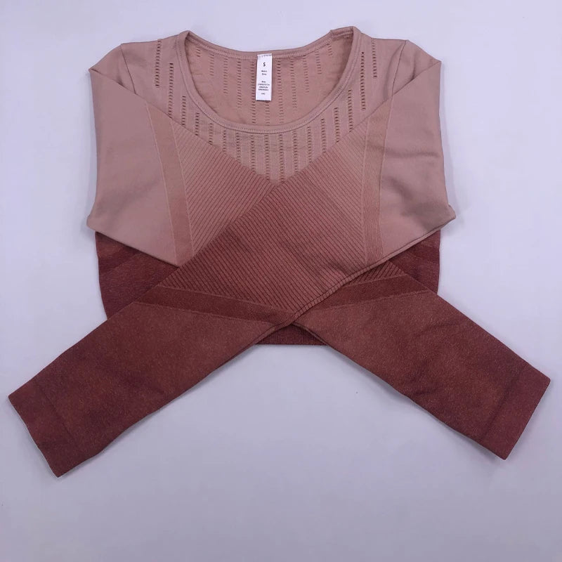 Women Workout Clothes Gym Wear Tracksuits Yoga Jogging Track Outfit Legging Long Sleeves Shirts Suits