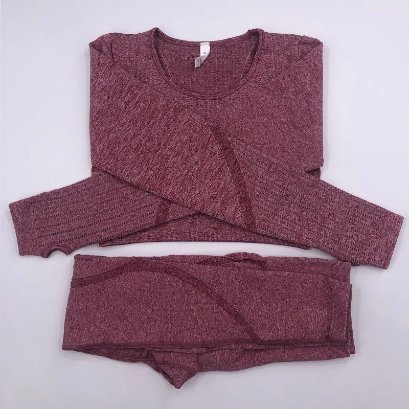 Women Workout Clothes Gym Wear Tracksuits Yoga Jogging Track Outfit Legging Long Sleeves Shirts Suits