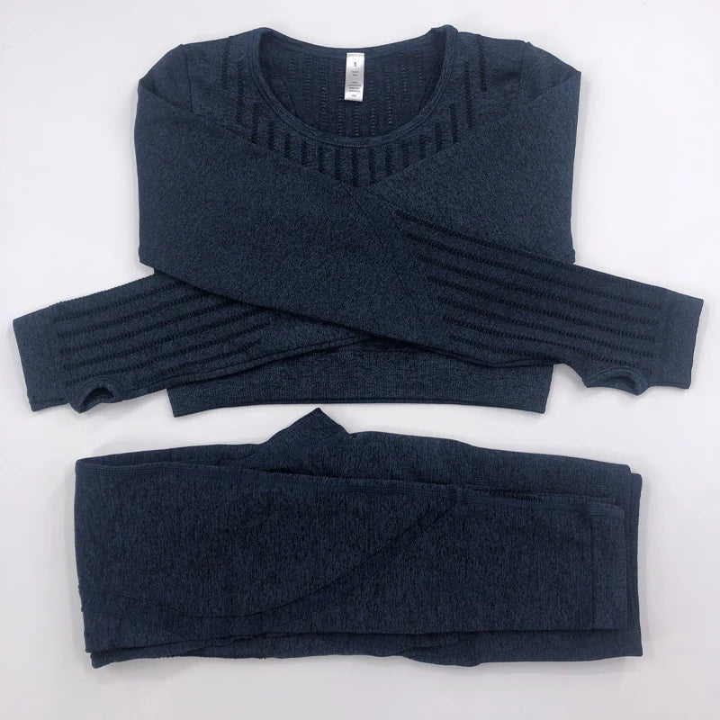 Women Workout Clothes Gym Wear Tracksuits Yoga Jogging Track Outfit Legging Long Sleeves Shirts Suits