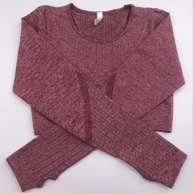 Women Workout Clothes Gym Wear Tracksuits Yoga Jogging Track Outfit Legging Long Sleeves Shirts Suits