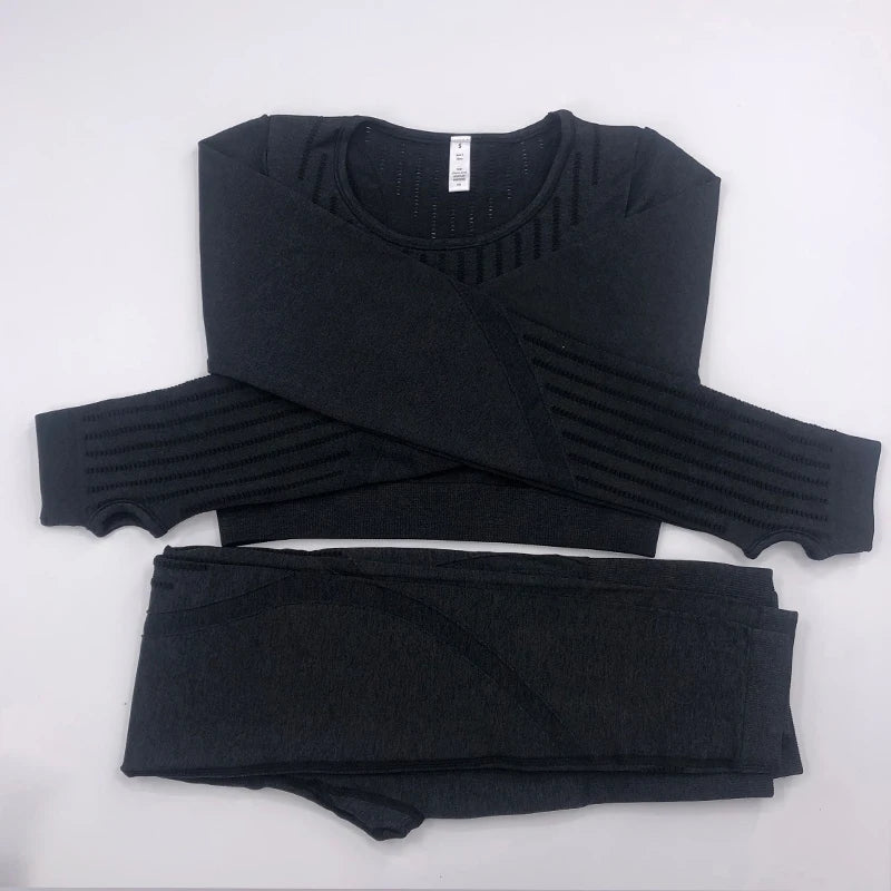 Women Workout Clothes Gym Wear Tracksuits Yoga Jogging Track Outfit Legging Long Sleeves Shirts Suits